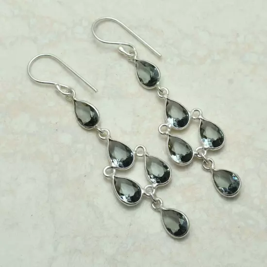 Green Amethyst Handmade Drop Dangle Earrings Jewelry Wedding Gift 2.4" AE-52333