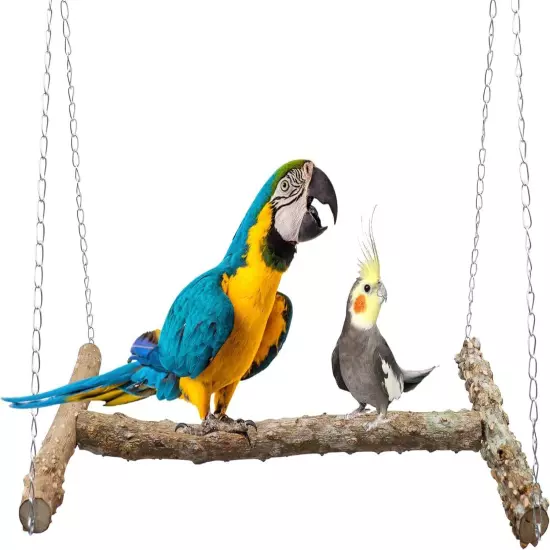 Large Bird Perch Swing Toy, Natural Pepper Wood Parrot Stand Toy,... 