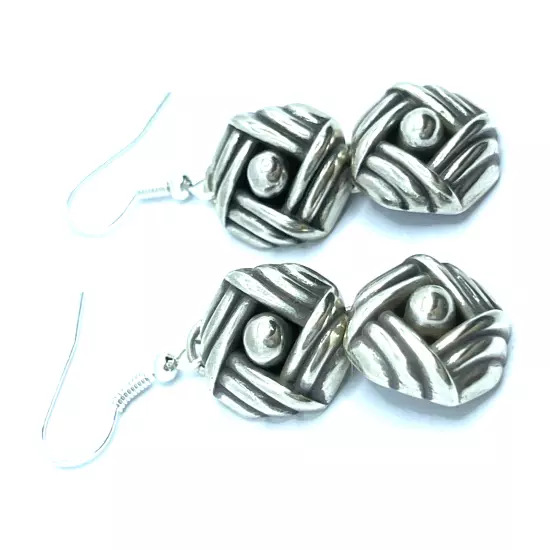 Brighton Sonora Knots 2-Flowers Intertwined Twisted Custom Silver Earrings