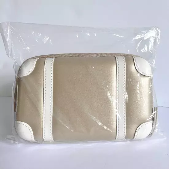 Globe Trotter ANA Airlines Amenity Travel Kit Gold Beige Hard Case