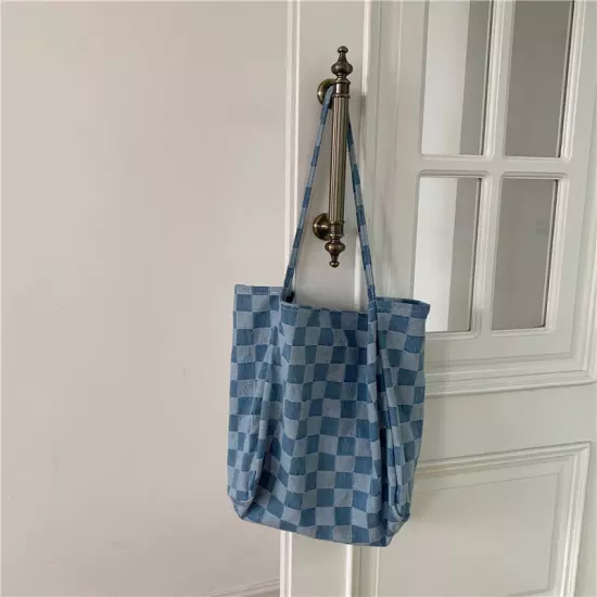 Women's Lightweight Canvas Bags Cotton Denim Tote Shopper Purse Shoulder Handbag