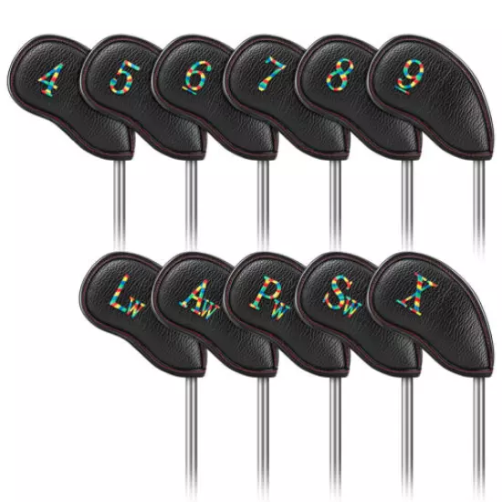 11pcs Thicken Pu Leather Rainbow Number Golf Iron Covers For Taylormade Callaway