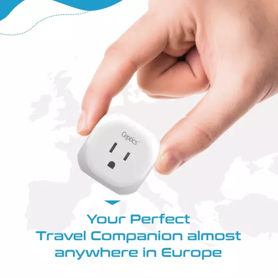 Ceptics European Travel Plug Adapter USA to Type C Italy,Iceland, Austria PTU-9c