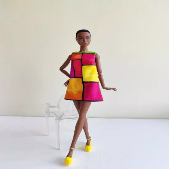 Red & Yellow Color Block dress for Poppy Parker, Nu face, Nippon by Olgaomi