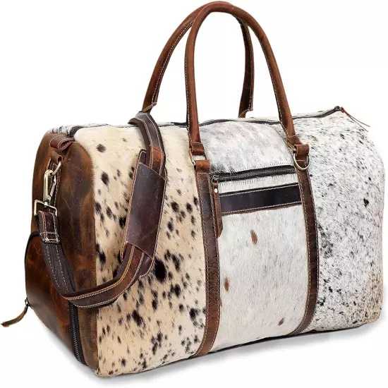 CLA Myra Bag Cinnamon Traveller Hair On Duffle Upcycled Genuine Cowhide Leather