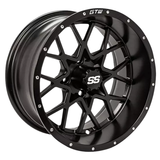 Set of 4 GTW 14" Vortex Matte Black Lifted Golf Cart Wheels on 23" A/T Tires