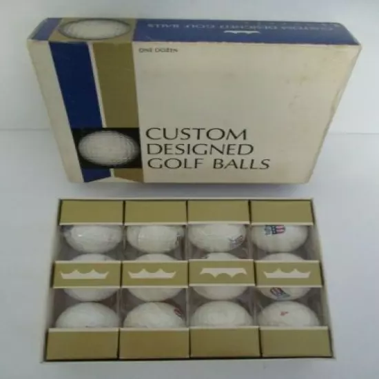 Box of Vintage CUSTOM DESIGNED GOLF BALLS (12) Marked AASC