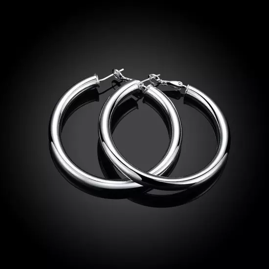 925 Sterling Silver Filled Women's Elegant Round Hoop Earrings Gift For her New