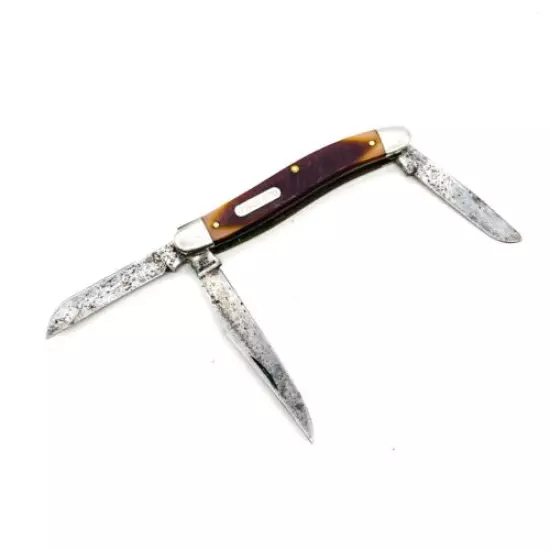 Schrade 610T Old Timer Folding Pocket Knife, 3 Straight Blades, Made in USA