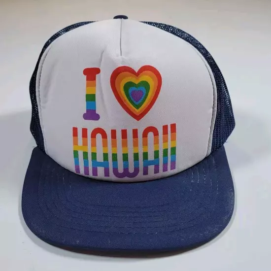 Vintage Hawaii Rainbow Mesh Trucker Snapback Hat Cap