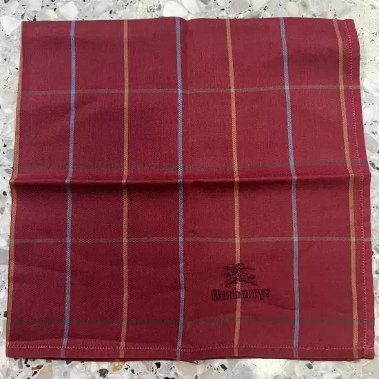 MAN HANDKERCHIEF CHECKS STRIPED RED CLASSIC VTG COTTON POCKET ART SQUARE17” #B55