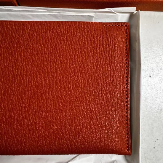 Hermes Tarmac Men's Orange Epsom Leather Passport Holder Wallet With Receipt