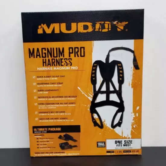 Muddy Outdoors Magnum Pro Padded Adjustable Treestand Harness System, Black- NEW