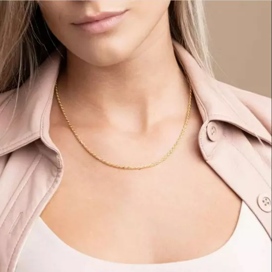 10K Solid Yellow Gold Necklace Gold Rope Chain 16" 18" 20" 22" 24" 26" 28" 30"