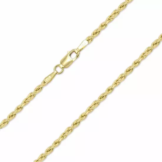 14K Solid Yellow Gold Necklace Rope Chain 16'' 18" 20" 22" 24" 26" 28" 30" 2MM