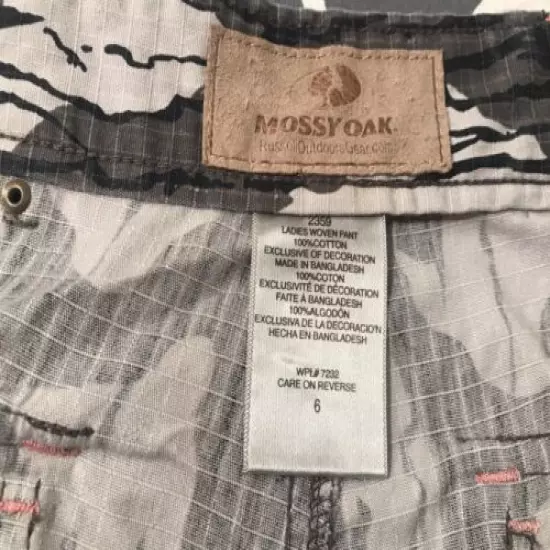 Mossy Oak Womens Camo Gray Capri Woven Pants Size 6 Pockets