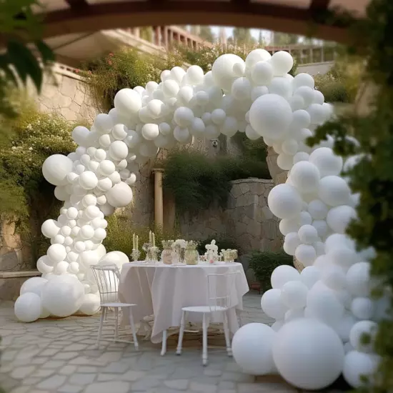 130PCS White Balloons Different Sizes 18" 12" 10" 5" Balloon Garland Arch Kit Pe