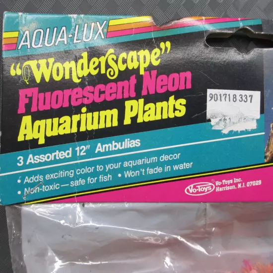 Vo-Toys Aqua-Lux Wonderscape Fluorescent Neon Aquarium Plants 3 Ambulias 12" NEW