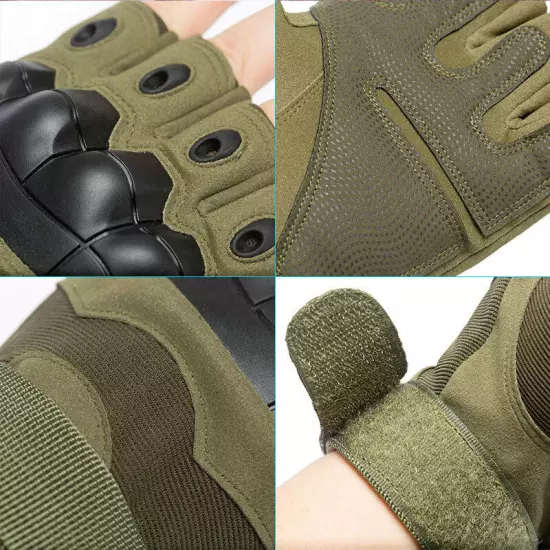 Tactical Mens Gloves Army Military Motorcycle Cycling Hiking Hunting Fingerless