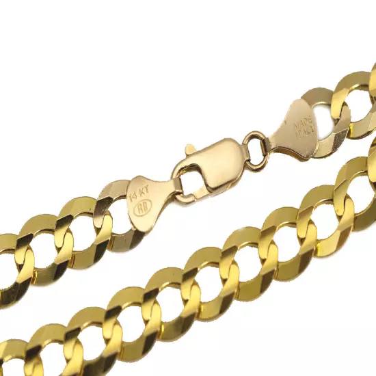 14k Solid Yellow Gold Cuban Link 3.5mm-12mm Chain Necklace Bracelet 7"-30"