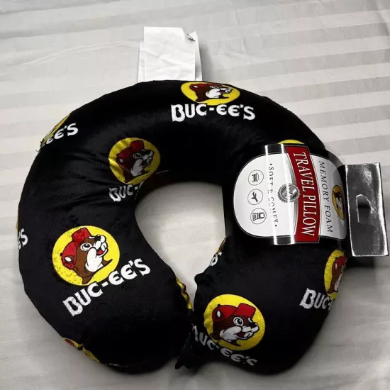 Buc-ees Travel Center- Neck Pillow, Memory Foam Beaver Logo- New w/Tags - 12x12