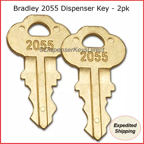 Bradley #2055 Key - (2/pk.) for Paper Towel, Toilet Tissue & Liquid Soap Disp.