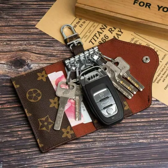 Genuine Leather Key Holder Case Keychain Pouch Bag Car Wallet Key Ring Unisex'