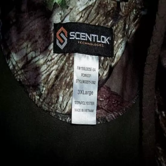 Mens 3X Scentlok Camo Jacket Carbon Alloy Hunting Jacket Scent Free Water Resist