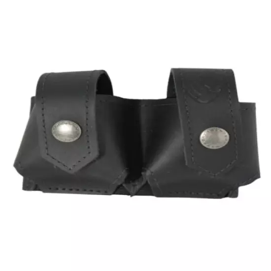 New Barsony Black Leather Revolver Double Speed Loader Pouch .22 .38 .357