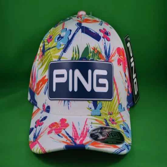 PING Clubs of Paradise Tour Flexfit Snapback White NEW WITH TAGS & Hanger