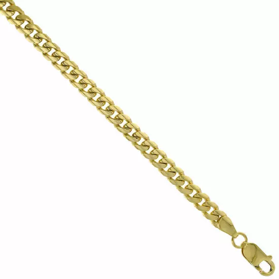 14K Yellow Gold Solid 2.7mm-6mm Miami Cuban Chain Link Necklace Bracelet 7"-30"