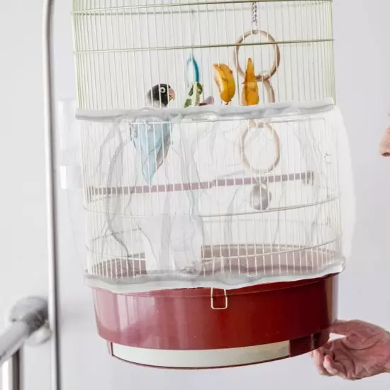 Dustproof Birdcage Parrot Cage Net Easy Cleaning Seed Catcher Guard Pet