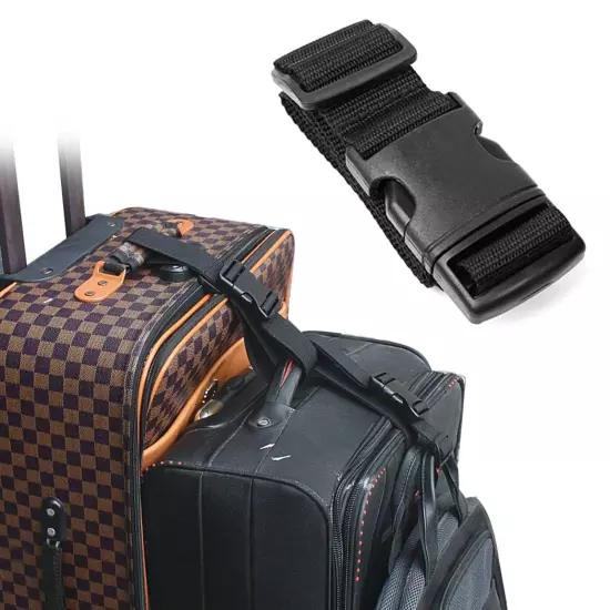 4 pack Add a Bag Luggage Strap Adjustable Travel Suitcase Belt Attachment, Black