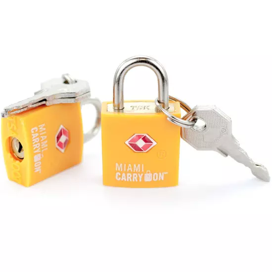 Miami CarryOn TSA Approved Padlock - Best Keyed Luggage Lock, Orange (2 Pack)