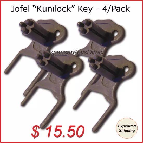 Jofel "Kunilock" Dispenser Key for Paper Towel &Toilet Tissue Dispensers (4/pk.)