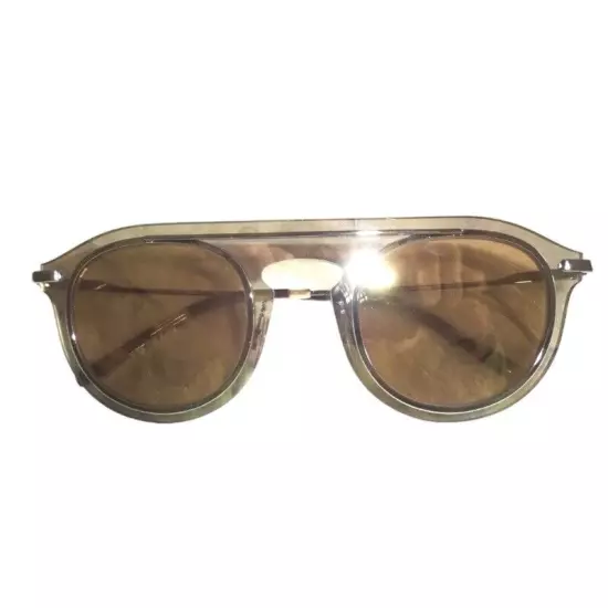 $350 Dolce Gabbana Round Mirror Sunglasses Pale Gold 48-26-145mm Made in Italy