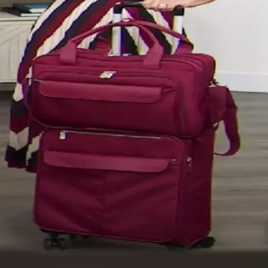 Samantha Brown Luggage 22" Upright Spinner Travel Packing Cubes Burgundy