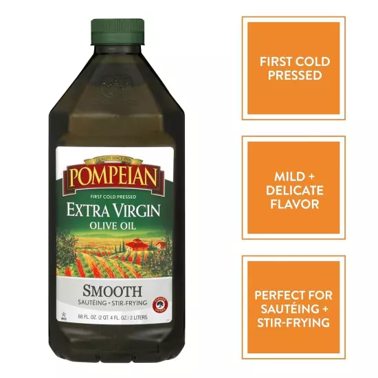 Pompeian Smooth Extra Virgin Olive Oil First Cold Pressed Mild and Delicate F...