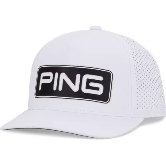 New Ping Tour Vented Delta White/Black Adjustable Snapback Hat