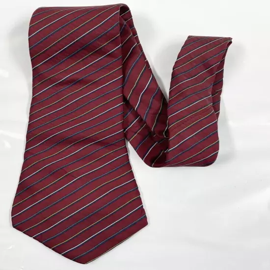 Vintage Lanvin Paris Burgundy Red Blue Repp Regimental Silk Tie Men's 3" x 57"