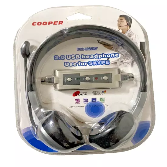 NEW 2.0 USB Headset Skype Zoom Headphones with Mic