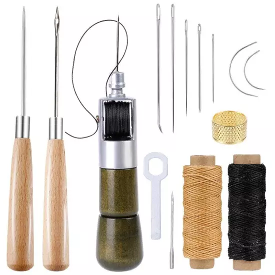 Leather Sewing Tool Kit With Hand Speedy Stitcher Sewing Awl Needle Waxed Thread