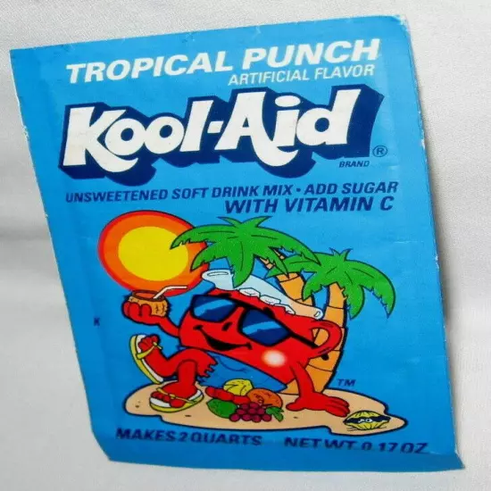 Kool-Aid Tropical Punch - Sealed - 1990's - Vintage - sitting under palm tree