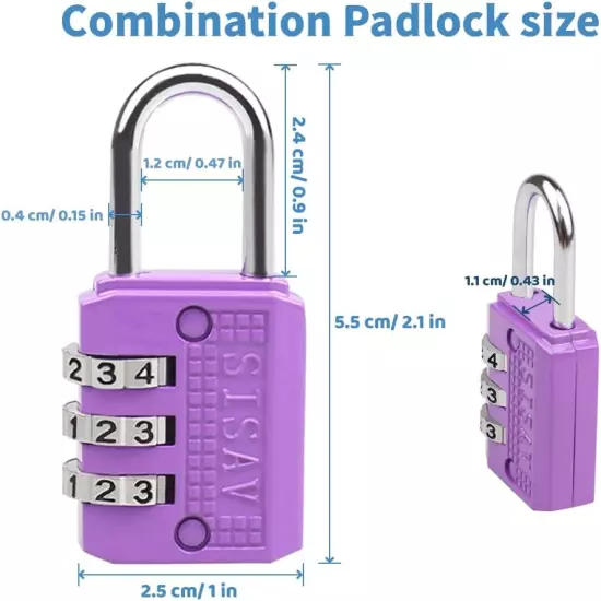 SISAV 3 Digit Combination Lock,Gym Padlock,Outdoor Padlock,Suitable for School L