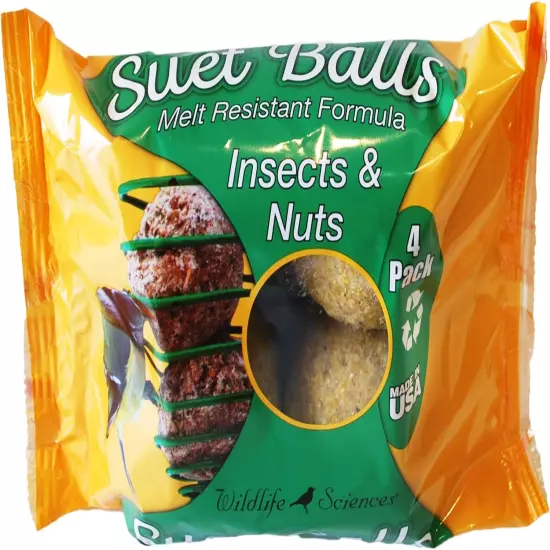 Melt Resistant Suet Balls Variety 16 Pack, 4 Wrapped Packs of 4 Bird Suet Balls