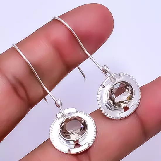 Smokey Designer Handmade 925 Sterling Silver Earring 1.72" E_9343_125_80