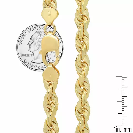 14k Solid Yellow Gold Rope Chain Necklace Bracelet 1mm-10mm Men Women Sz 7"-30"