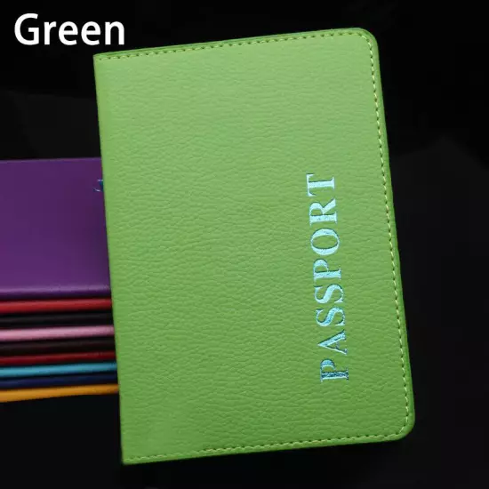 1PC PU Leather Passport Cover Case Holder Travel Purse ID Card Cover Solid Color