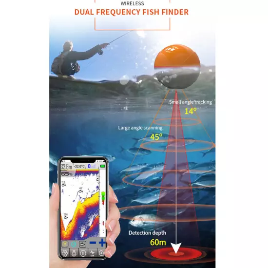 Wireless Buletooth Fish Finder Underwater Depth Echo Sounder With GPS Fishing