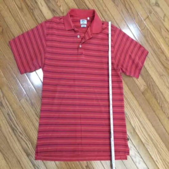 Callaway Men’s Red Striped Golf Polo Shirt Combed Cotton Size L